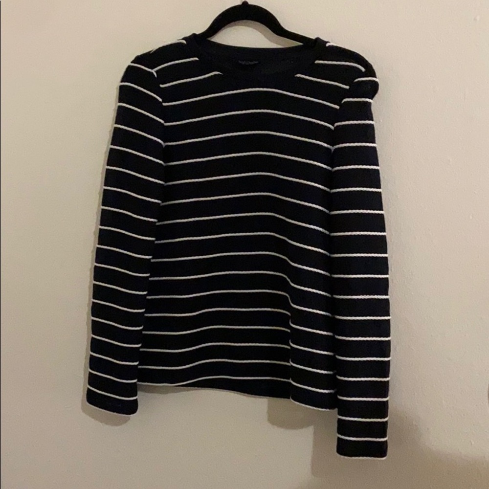 Topshop Black and White Striped Long Sleeve Tee